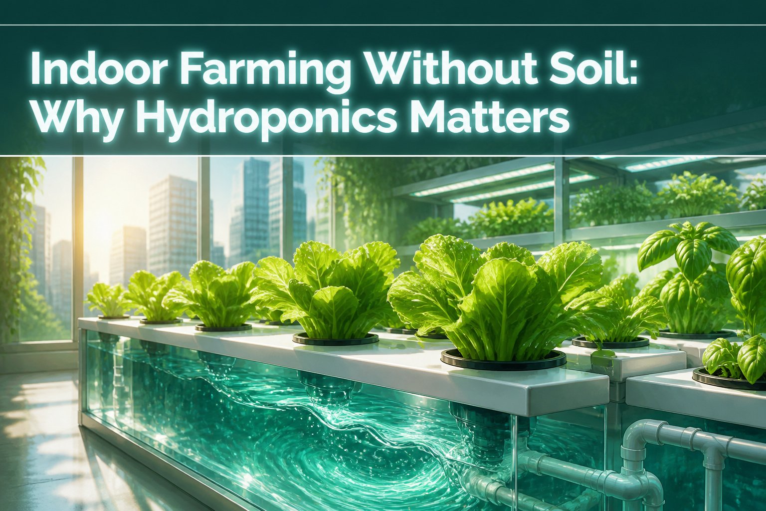 A hydroponic setup with plants growing in nutrient-rich water.
